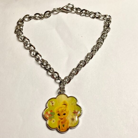 Vintage Disney Tinker Bell Tinkerbell Charm Bracelet Starter 8" Fairy SilverTone - Picture 4 of 8